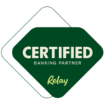Relay Bank Certification Badge signifying the commitment to helping clients make smarter decisions about their day-to-day banking and cash flow, and building a foundation for financially healthy businesses.